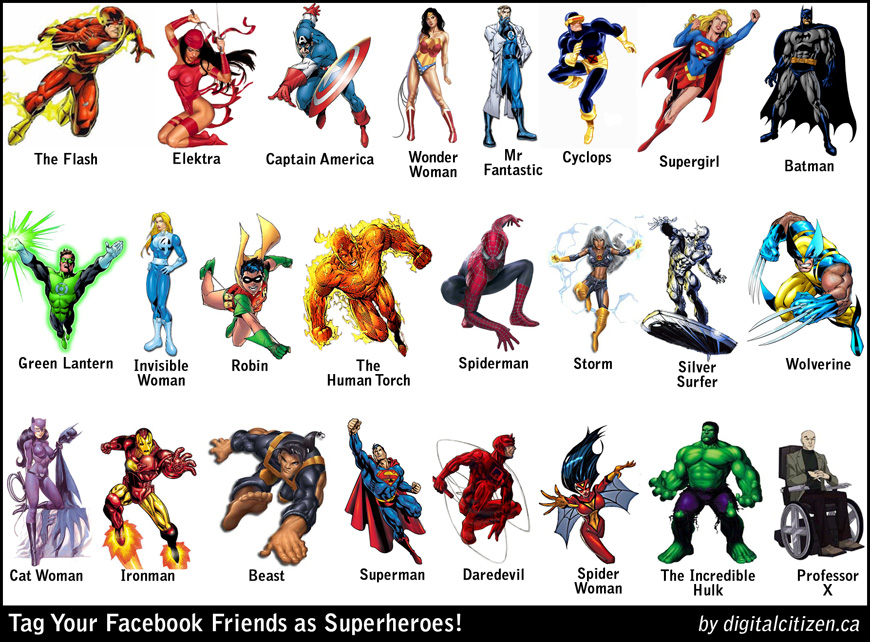 Tagging Your Facebook Friends on Superheroes Poster » Superheroes Facebook 